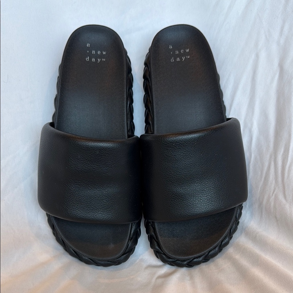 Black Slide Sandals by A New Day